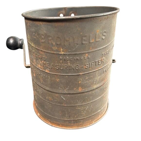 Vtg Metal Measuring Shifter- Bromwells- Rust, Handle- Turns- Farmhouse- Rustic - Picture 2 of 7